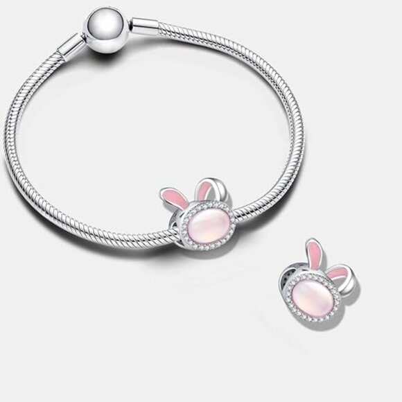 Amazon.com: Bolenvi BOLENVI Pink Crystal Rabbit Easter Bunny  Pink Bunny Silver Charms for Pandora Bracelets and Necklace